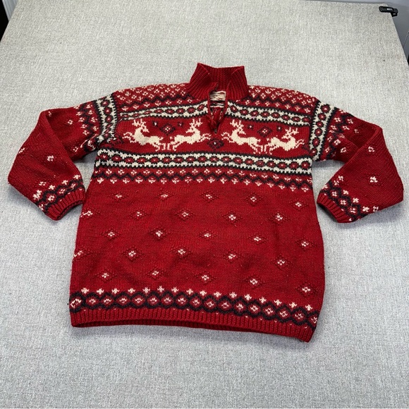 VTG Lauren Ralph Lauren Sweater Medium Phoebe Buffay Friends Wool Knit Reindeer - Picture 3 of 9